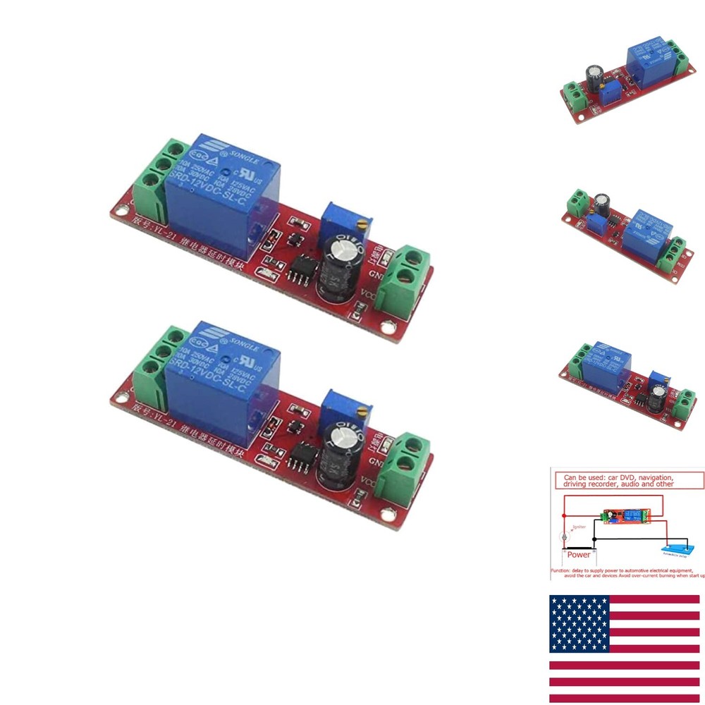 2-Pack 12V NE555 Adjustable Delay Timer Relay - Protects Electrical Systems