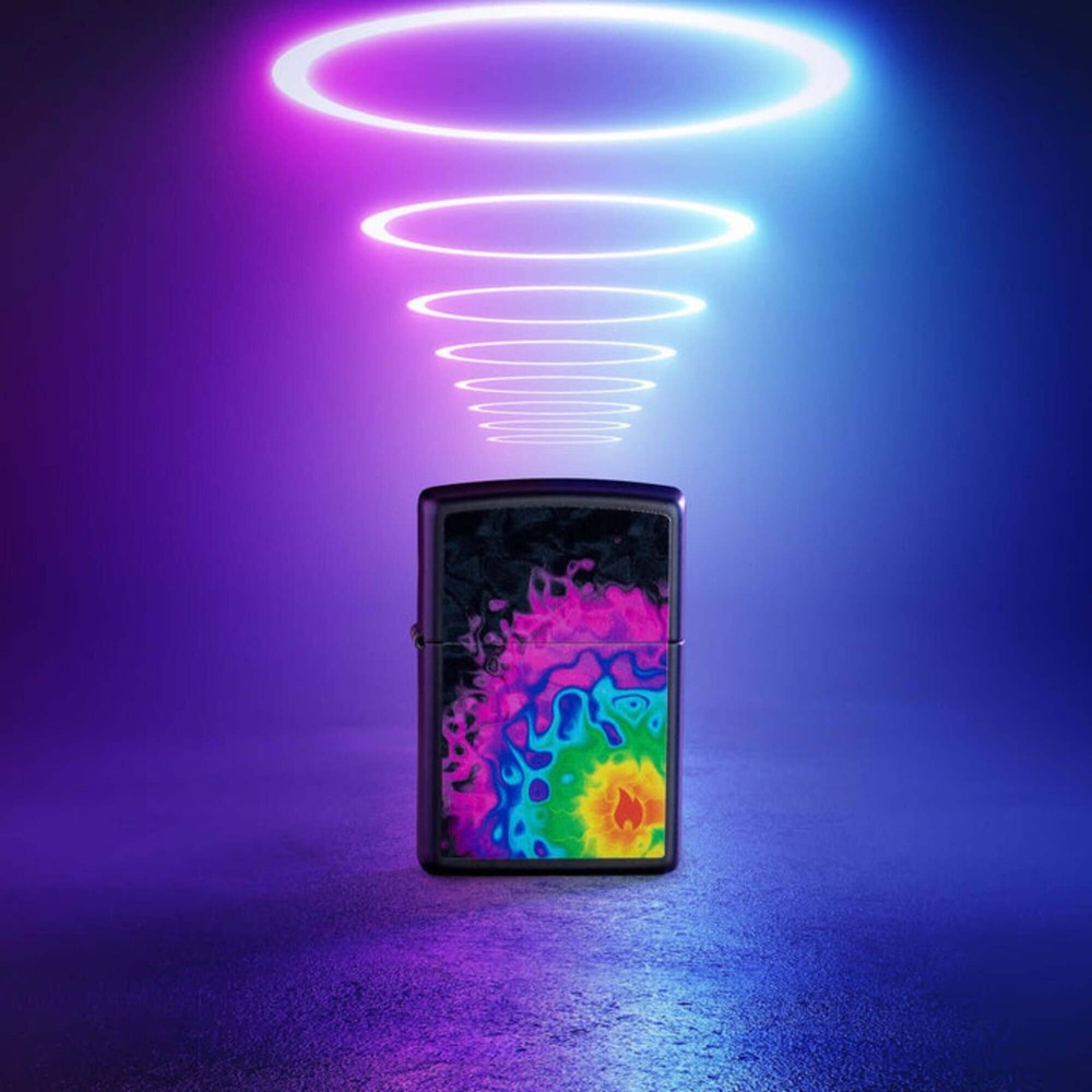 Zippo Windproof Lighter Pattern with Flame Design Black Matte Metal 48733