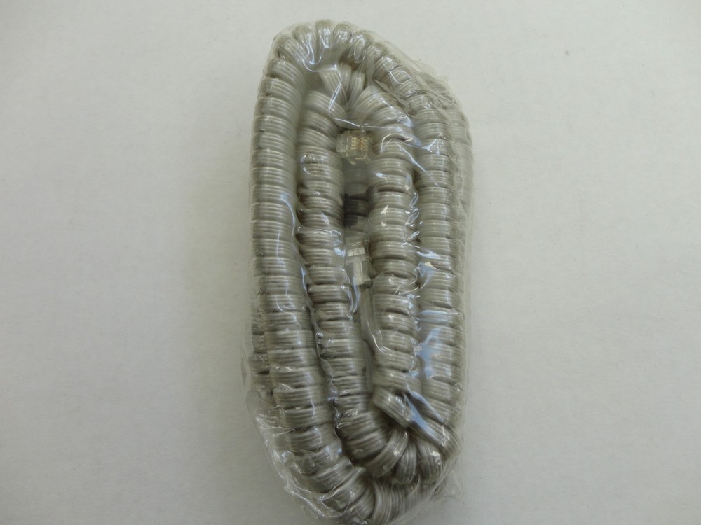 25 Foot Modular Coiled Handset Cord, Clear/Silver