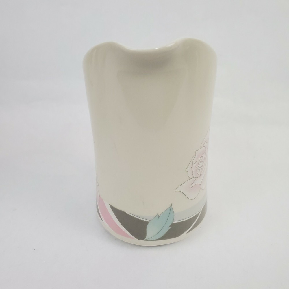 Vintage Ciera Fine Dinnerware Cream Pitcher Pink Rose Gray Band Pattern 5"
