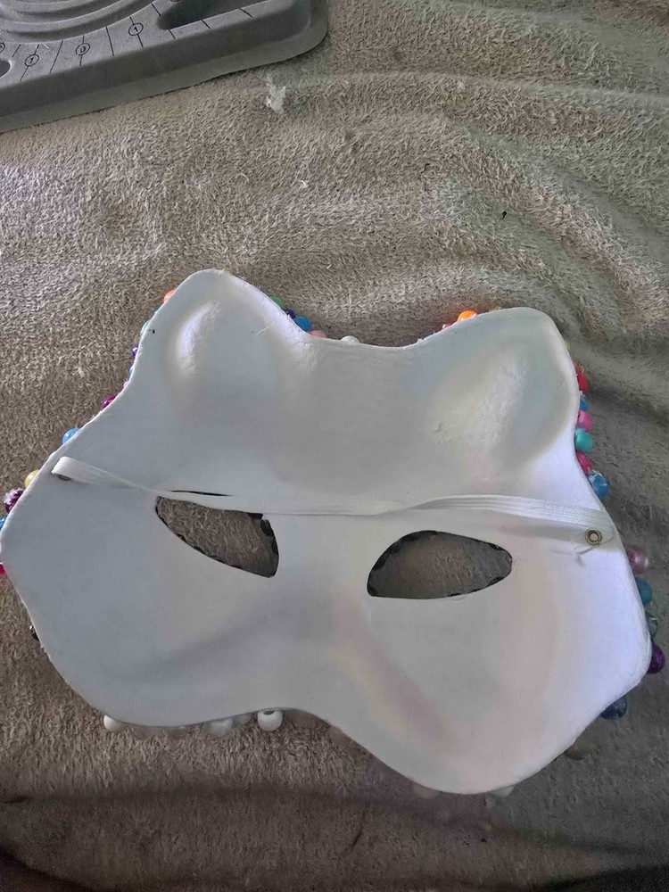 Handcrafted Rainbow Kandi Bead Cat Mask