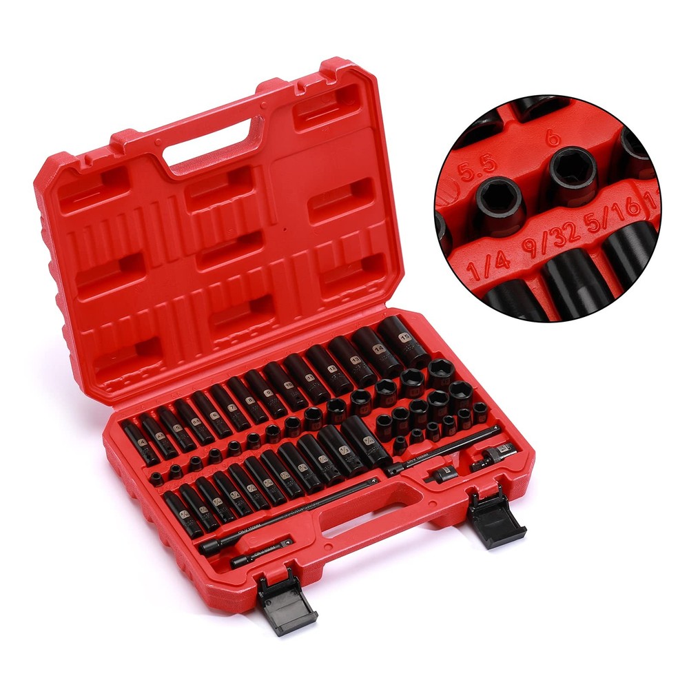 Mayouko 55PCS 1/4 Inch Drive Master Impact Socket Set, With Accessory