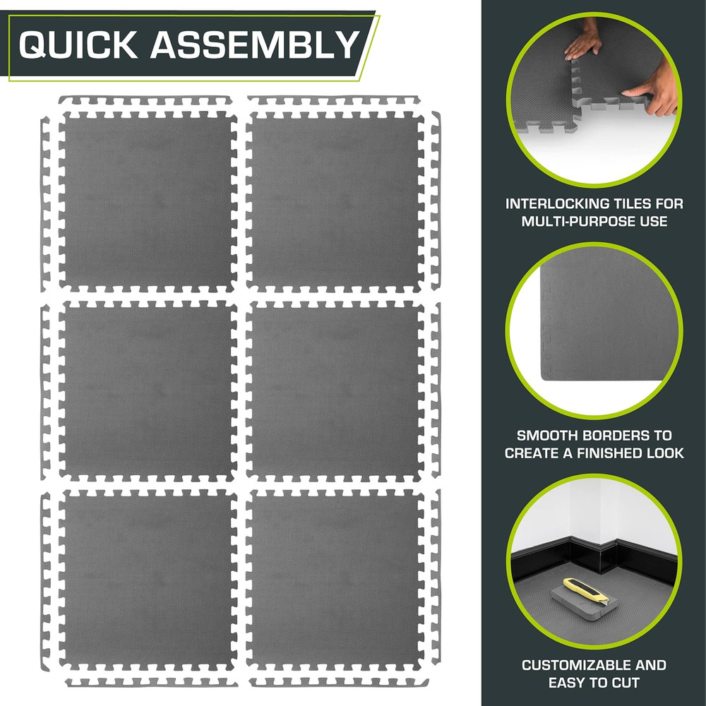 Prosourcefit Extra Thick Puzzle Exercise Mat ¾” and 1", EVA Foam Interlocking Ti