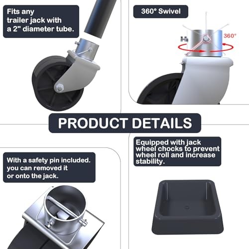 6" Trailer Jack Wheel Replacement with Wheel Trailer Jack Wheel with Chock