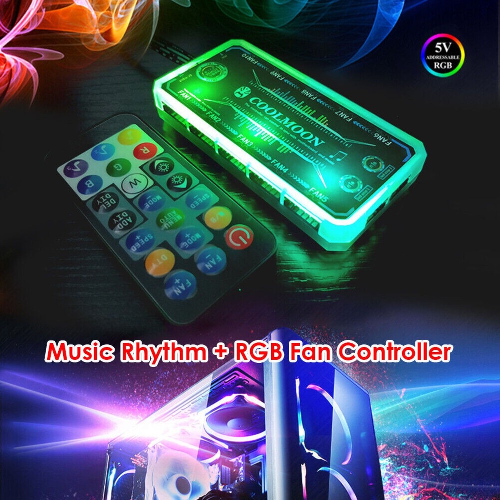 For PC Case Fan Cooling Cooler Adapter LED RGB Lamp Controller+Remote Control h