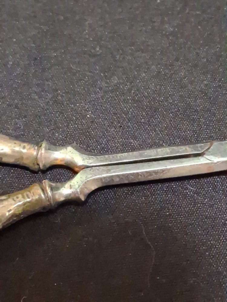 Antique 800 Silver Sewing Scissors Curved Blade Sharp