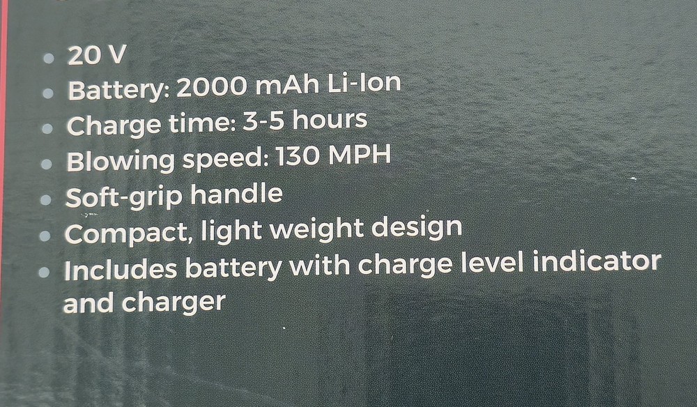 FERREX 20V Cordless Blower With Battery Model ADBL01