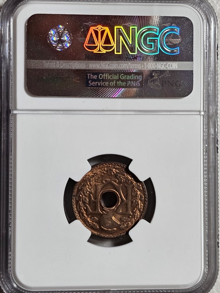 French Indochina 1/2 Cent 1935 NGC MS 64 RB
