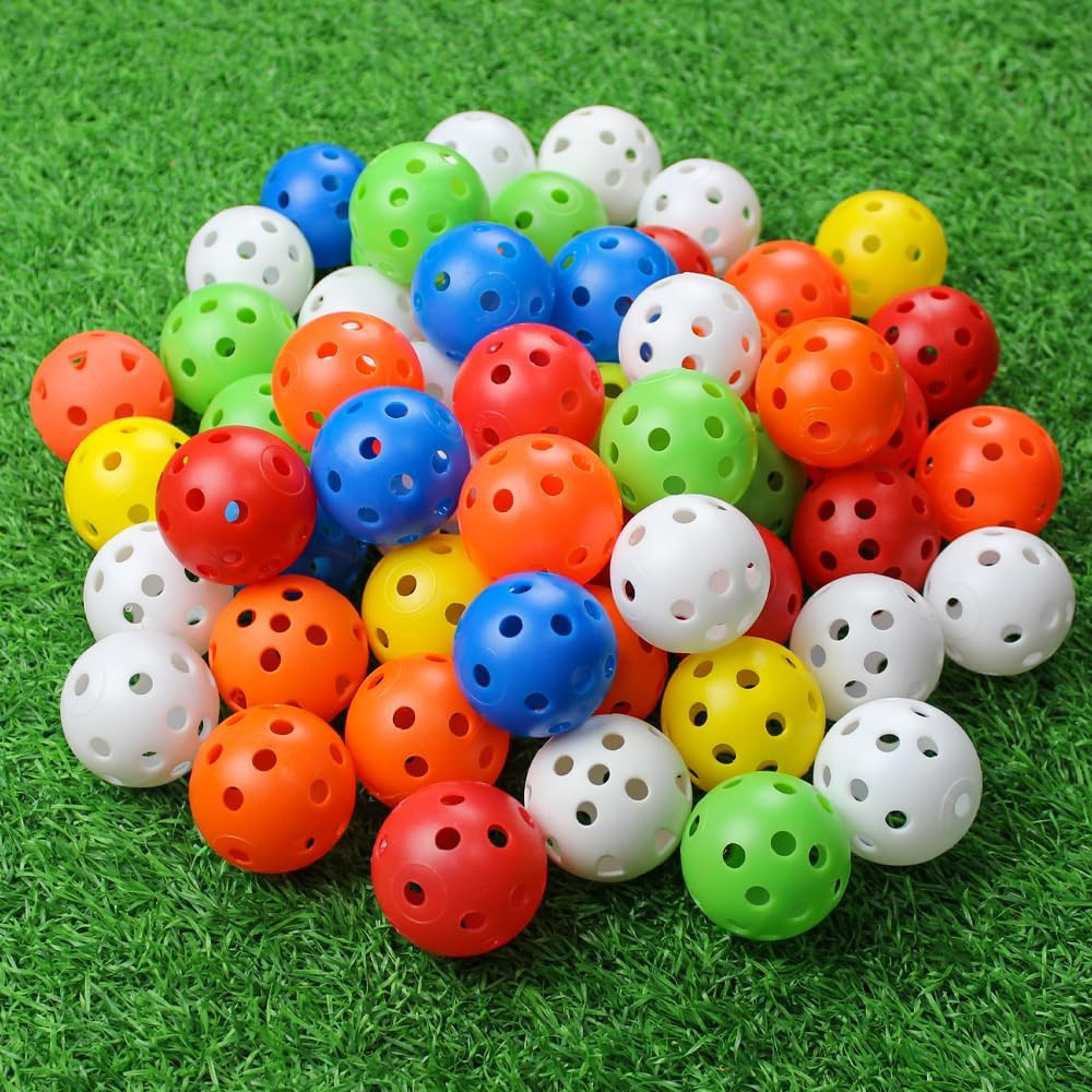 100 Pack Practice Golf Balls Airflow Hollow Plastic Golf Balls Practice Training