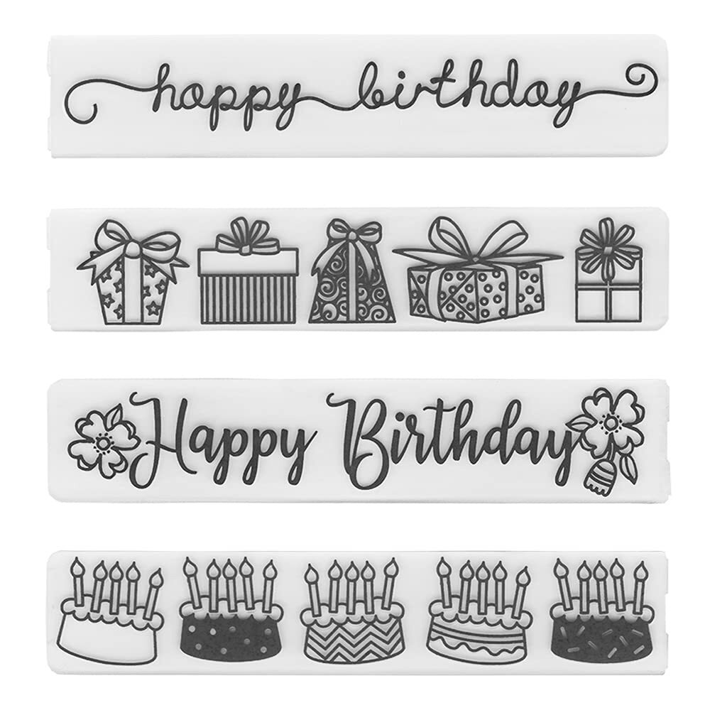 4 Patterns Plastic Template Embossing Folders for Card Making Happy Birthday ...