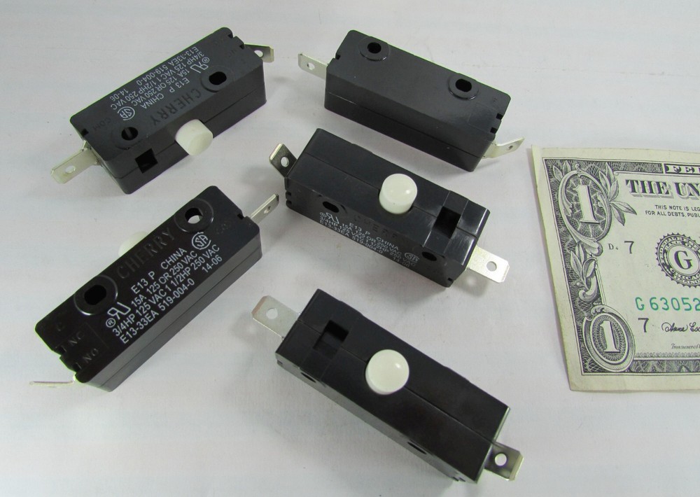 5 Cherry E13 15A Normally Open Snap Push Button Limit MicroSwitch 125VAC/250VAC