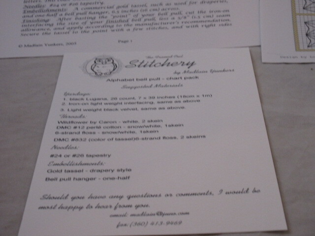 Stitchery by Madlain Yunkers Alphabet Bell Pull - Charts and Instructions