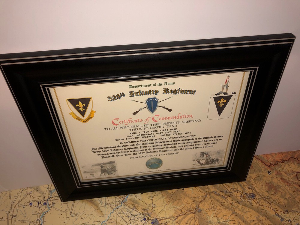 329TH INFANTRY REGIMENT / COMMEMORATIVE - CERTIFICATE OF COMMENDATION
