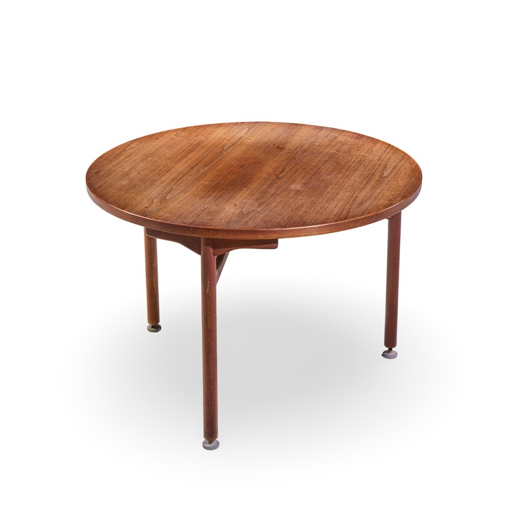 Jens Risom Mid Century Round Walnut Dining Table