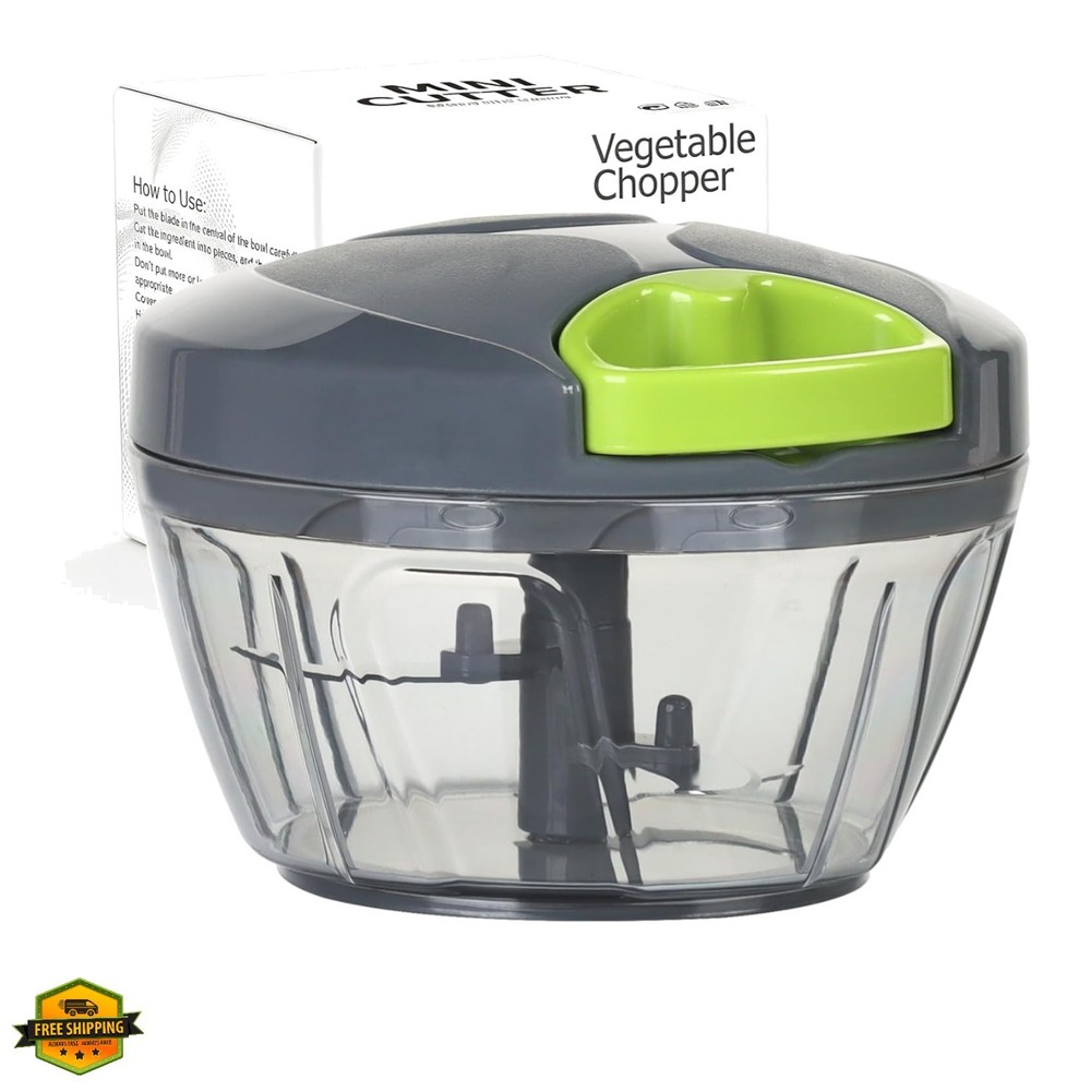 Manual Food Processor Vegetable Chopper, Portable Hand Pull String Garlic Min...