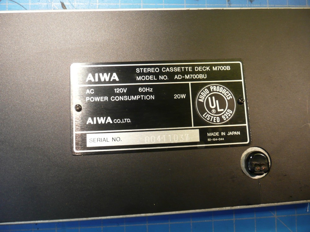 Aiwa AD-M700BU Cassette Deck Replacement Parts Rear Panel Plate