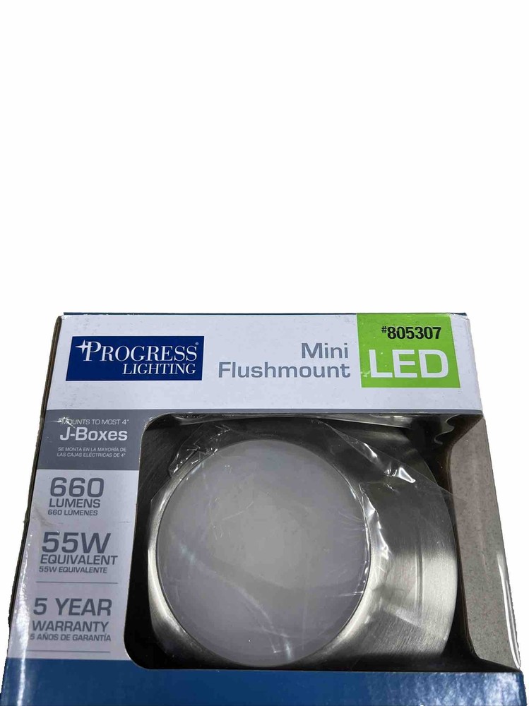 Progress Lighting 805307 Mini Flushmount 5.5” Round LED Light, Silver