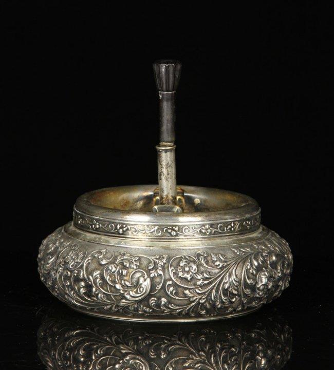 Large Impressive Dutch Repousse Silver Ashtray