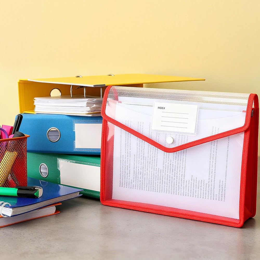 Plastic Expanding File Folders, 2 Pack A4 File Folder Envelopes Letter Size D...