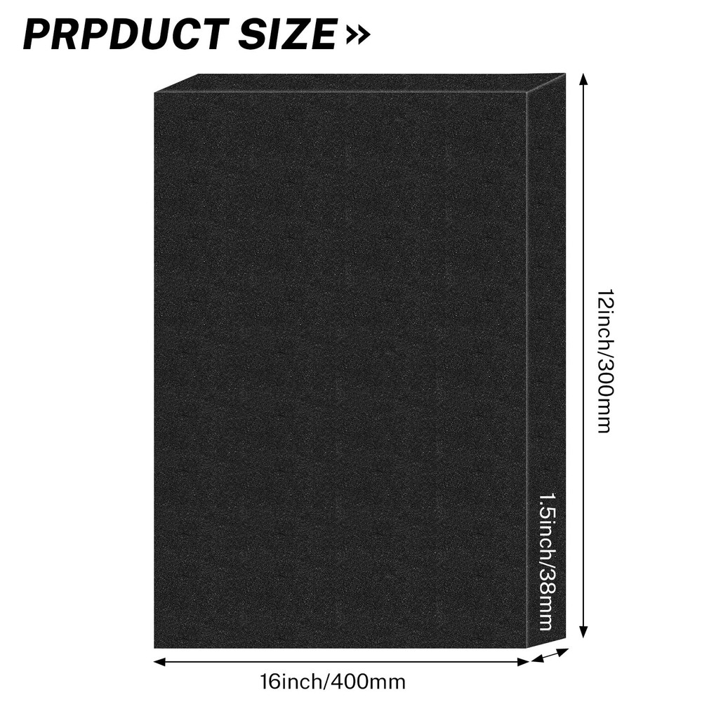 2 Pack Polyurethane Foam Sheets Inserts 16x12x1.5 Inch for Packing Cushoning