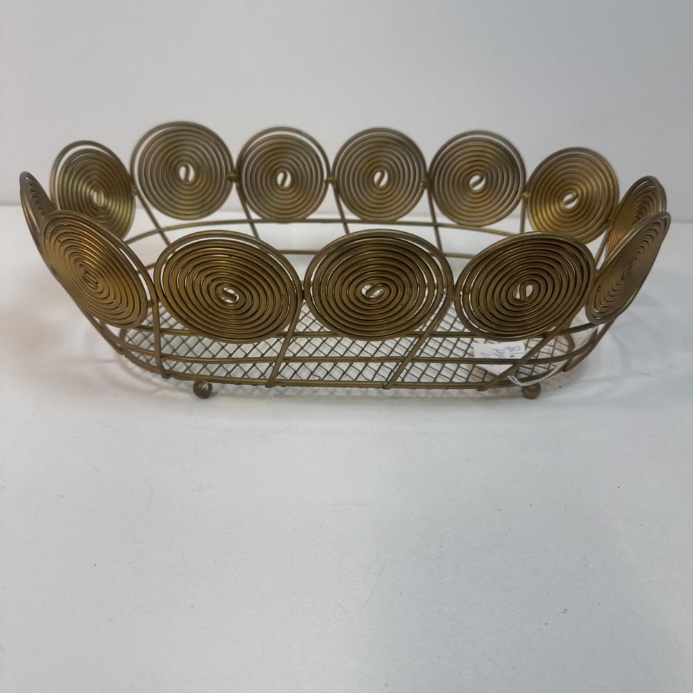 Retro Atomic Coiled Wire Basket Bread Rolls Letters Desk Organizer MCM