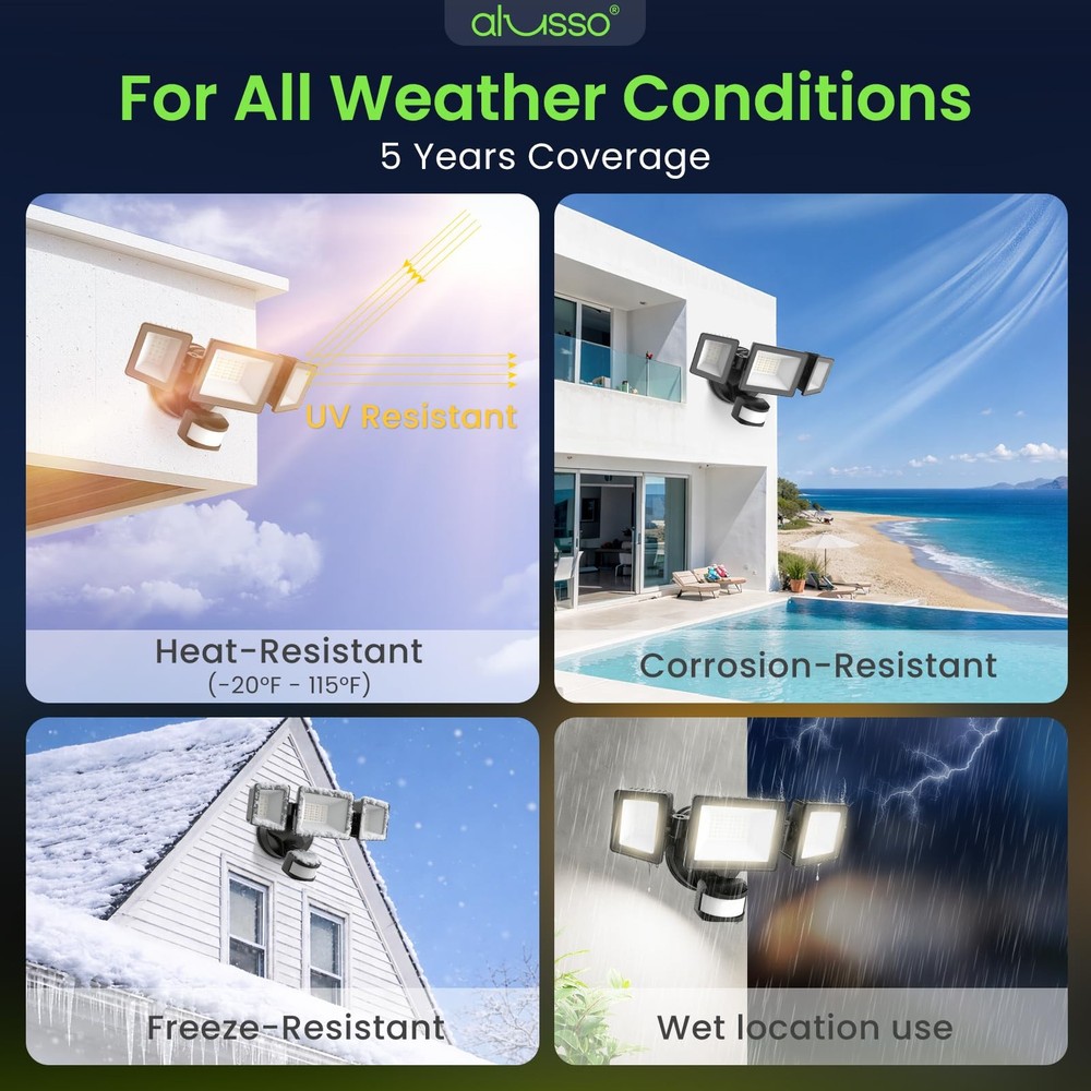 ALUSSO Motion Sensor Outdoor Black 3 Modes Classic 40W, 3
