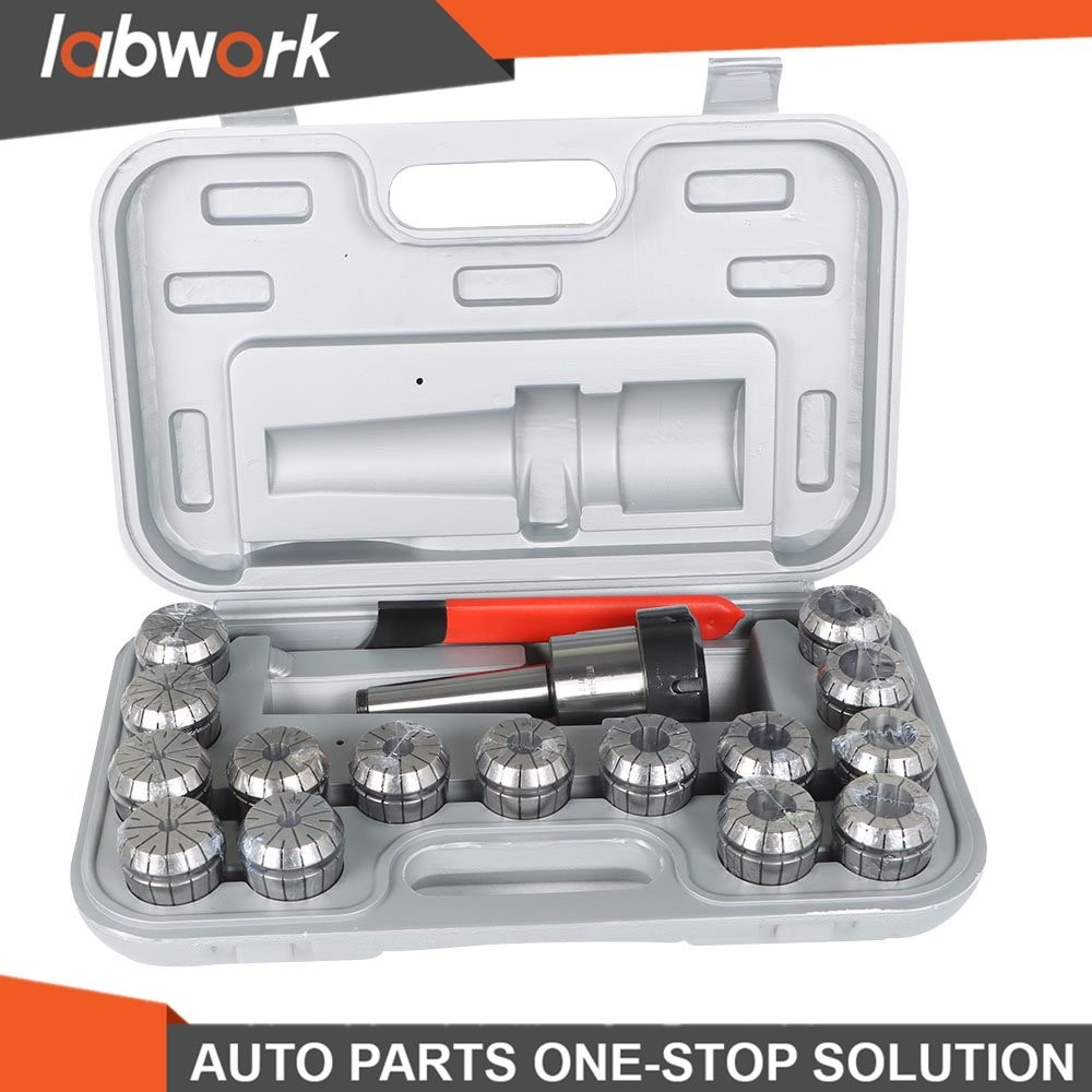 Labwork 17Pcs MT3 ER-40 Set Spring Collet Chuck Set 0.015" Precision