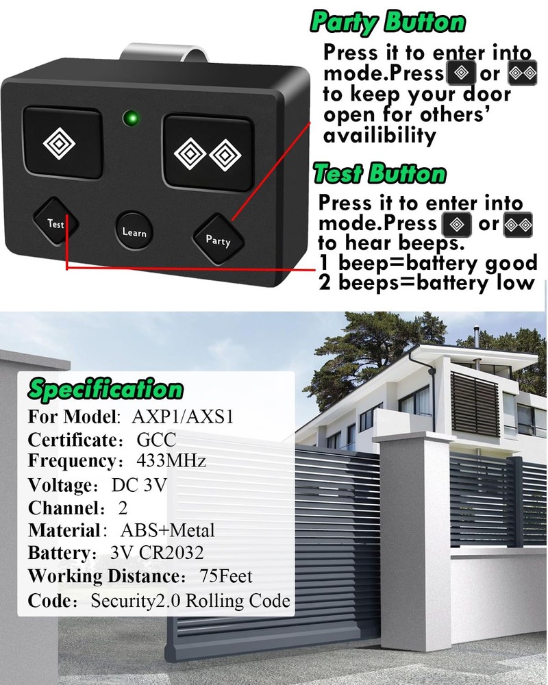 Ghost Control, AXP1 AXS1 Ghost Gate Opener Remote Transmitter, 5-Button, 3