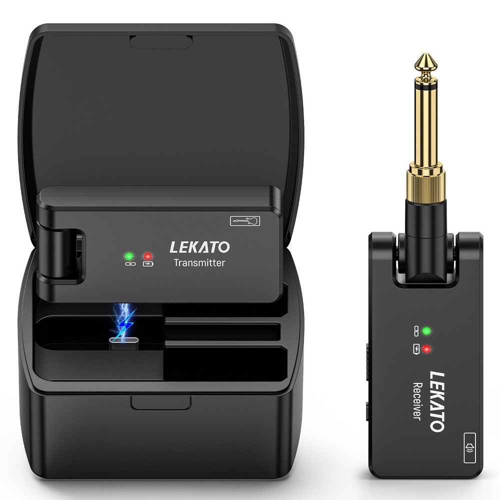 LEKATO 4 Channels Wireless Guitar System Transmitter Receiver with Charging Box