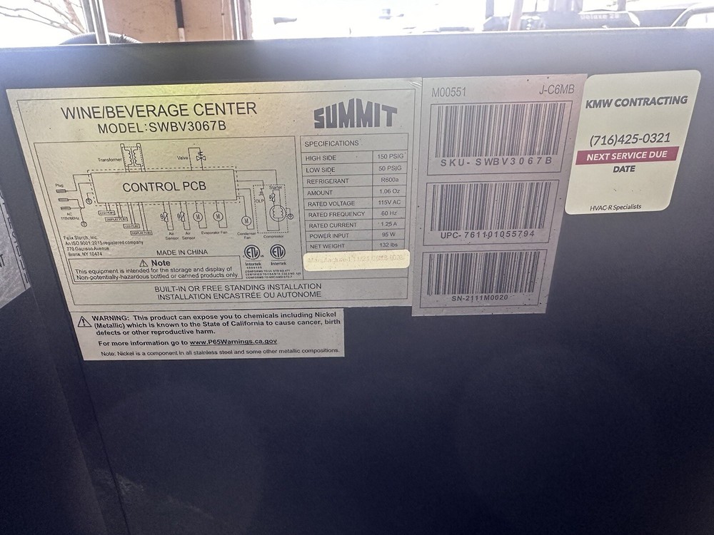 2 Summit Dual Zone Wine/Beverage Coolers.