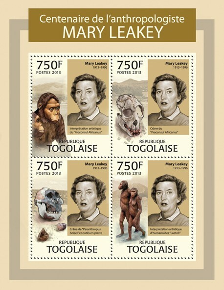 2013 TOGO MNH. MARY LEAKEY   |   Y&T Code: 3208-3211  |  Michel Code: 4961-4964