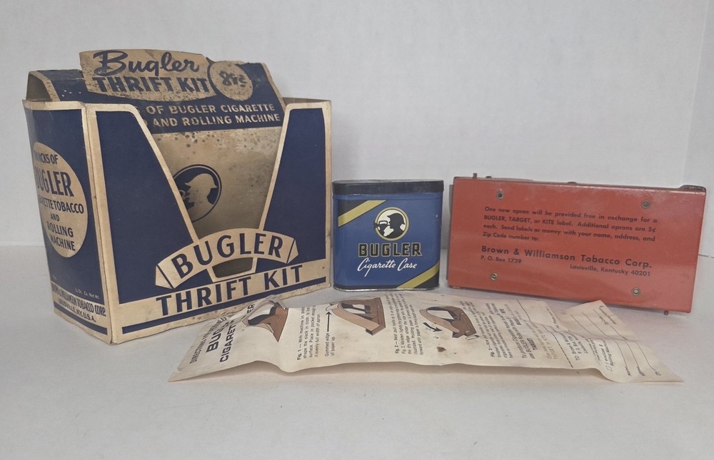 Vintage Bugler Thrift Kit Cigarette Roller w Bugler Cigarette Case& Instructions