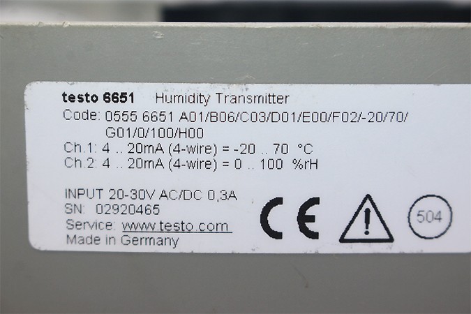 TESTO 6651 TEMPERATURE/HUMIDITY TRANSMITTER