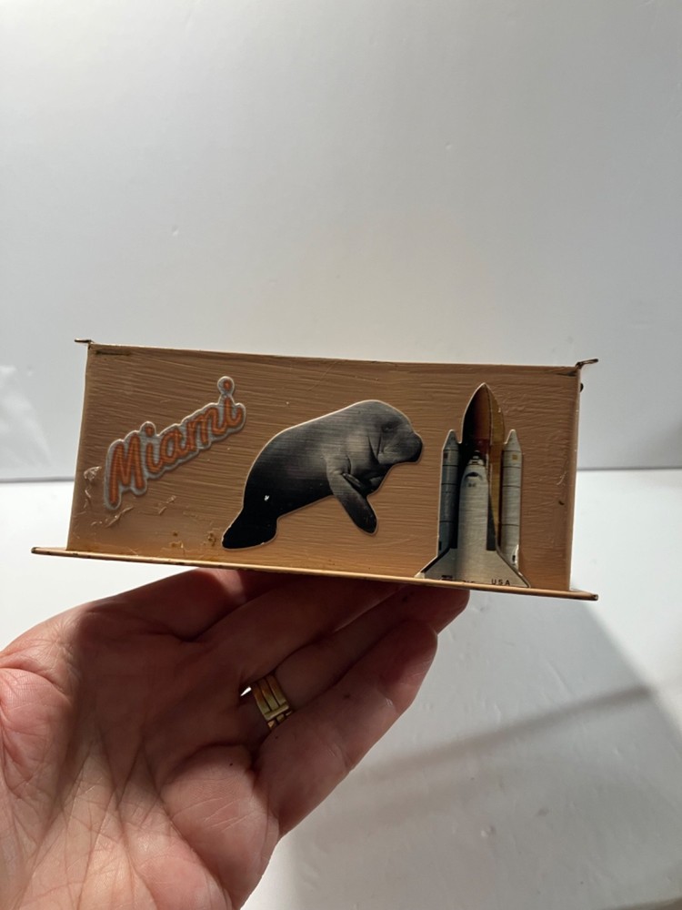 Vintage Metal Florida Adorned Tissue Box