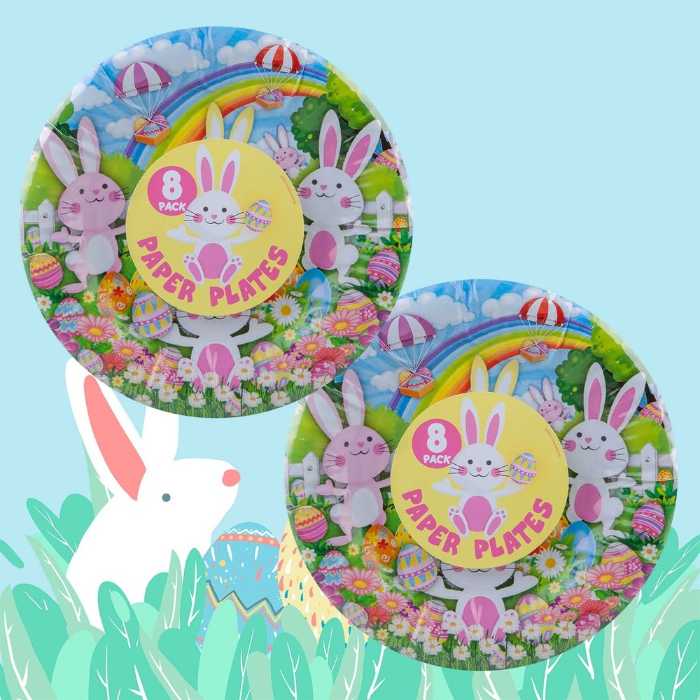 Easter 7" Plates Disposable Tableware 18cm x 18cm Multicolour X 2
