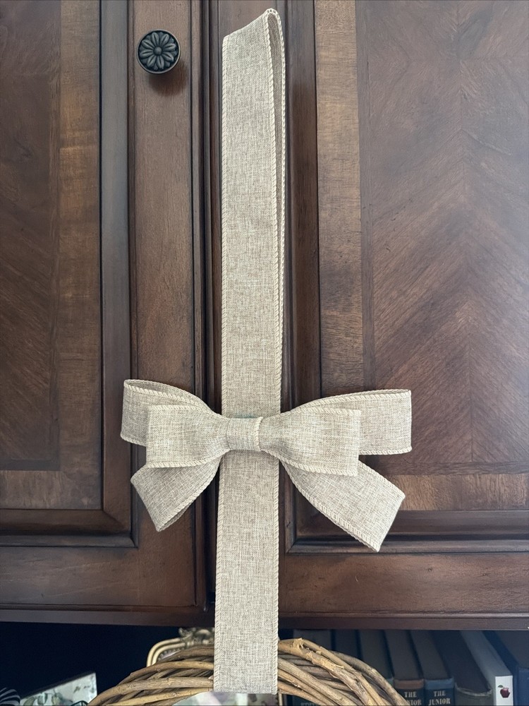 Decorative Holiday Wreath Trees Flocked With Beige Bow