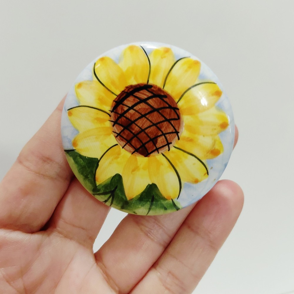 Antique Ceramic Drawer Pulls Handle Sunflower Kitchen Cabinet Knobs
