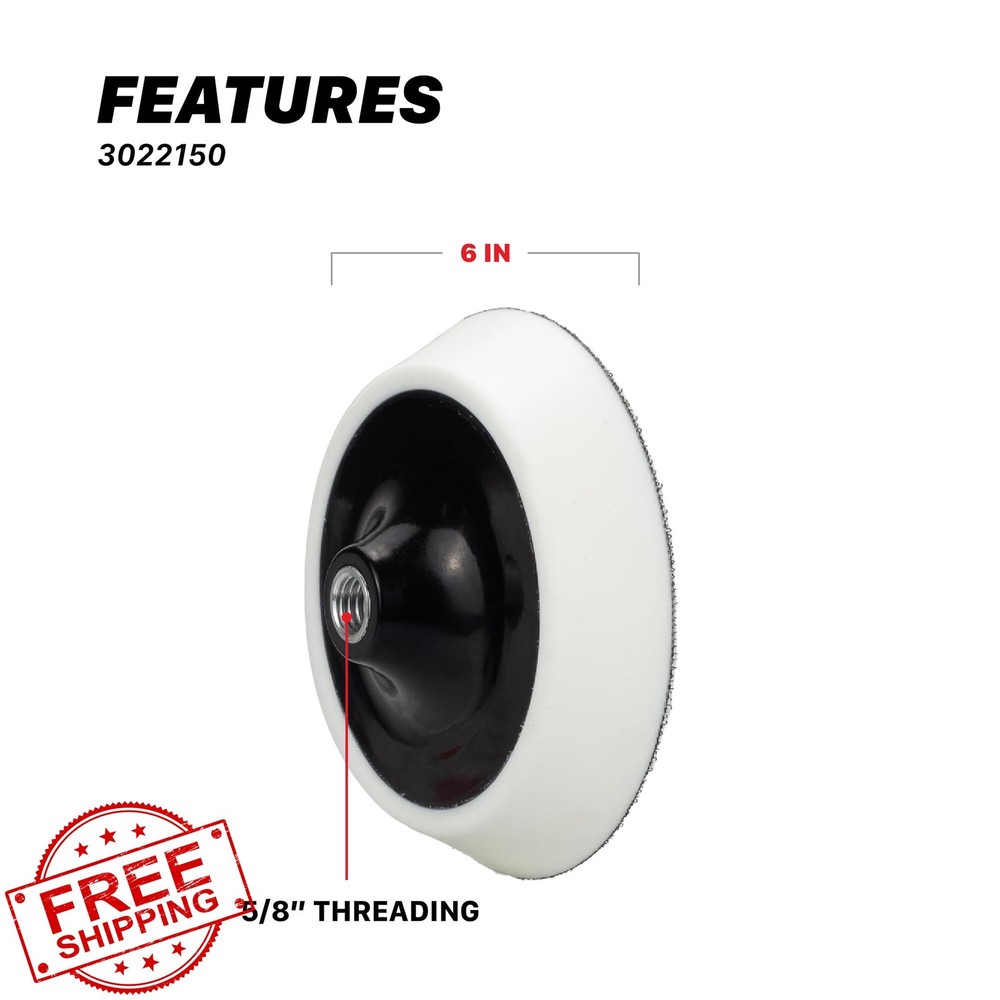 Maxshine 6" Rotary Polisher Backing Pad 150mm Hook Loop 5/8" Thread