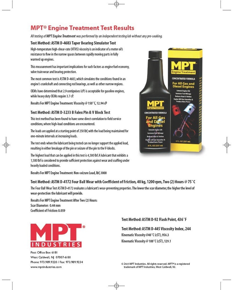 MPT Engine Treatment, 8 oz.