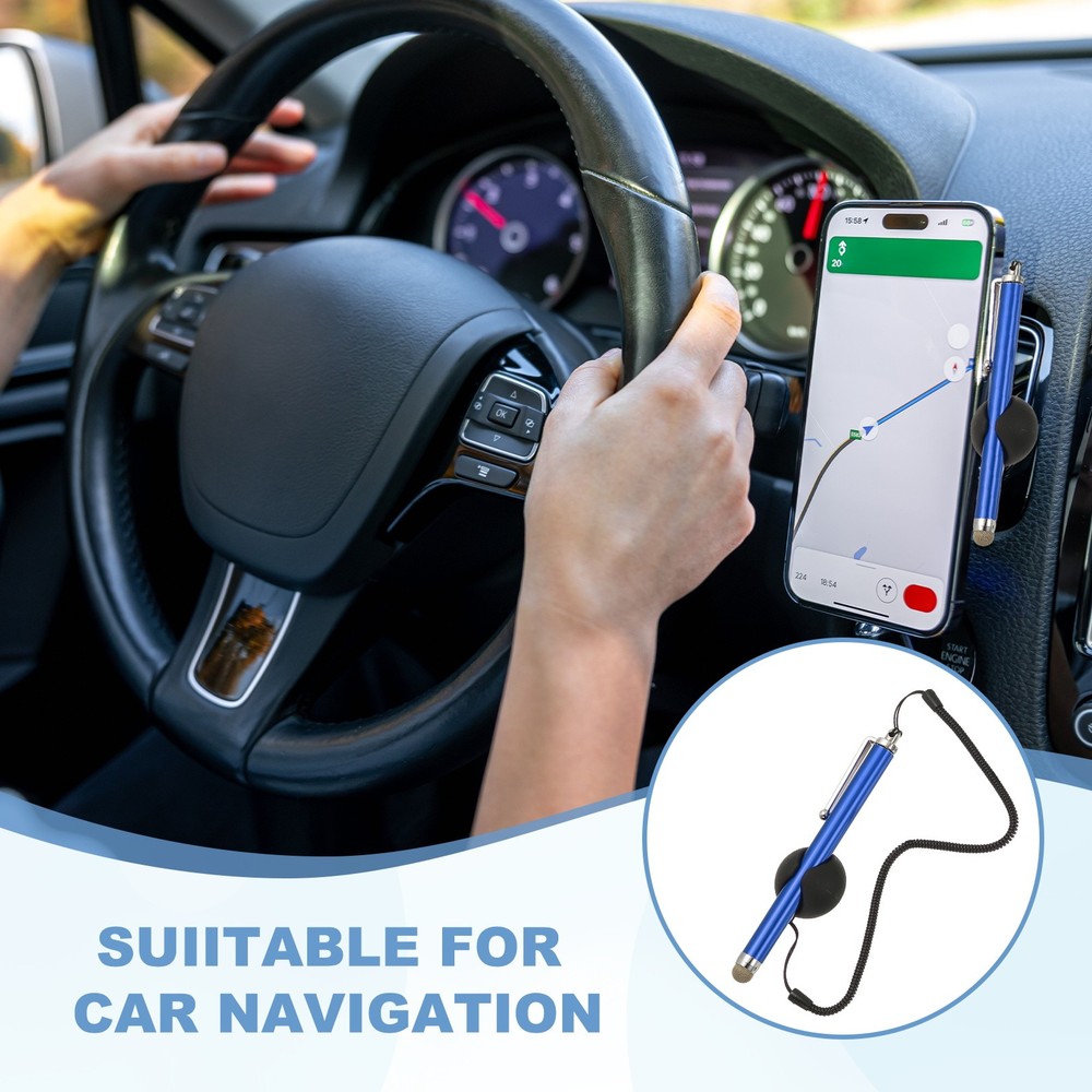 2 Pcs Screen Capacitive Pen with Spring Rope Fixing Dock Dark Blue