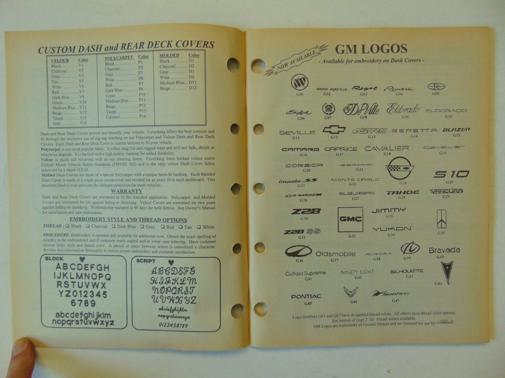 Vintage Original 1998 Coverking Application Catalog