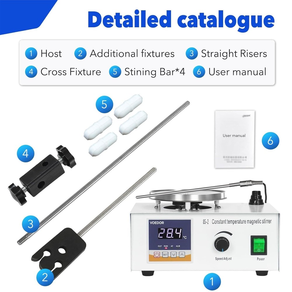 Precision Digital Stirring System with Adjustable Temperature Probe - 250W Rated