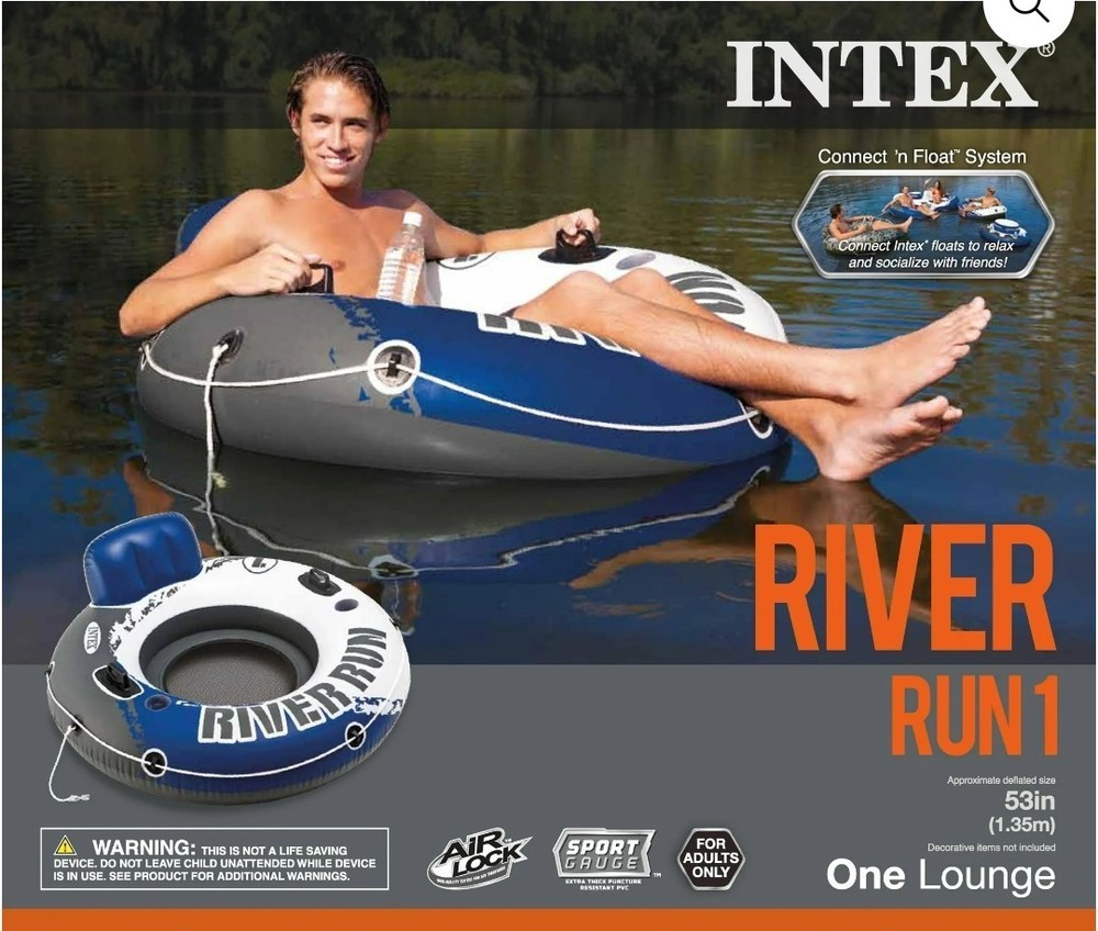 Intex River Run 1 Lounge With Backrest Mesh Bottom 2 Cup Holders 2 Handles