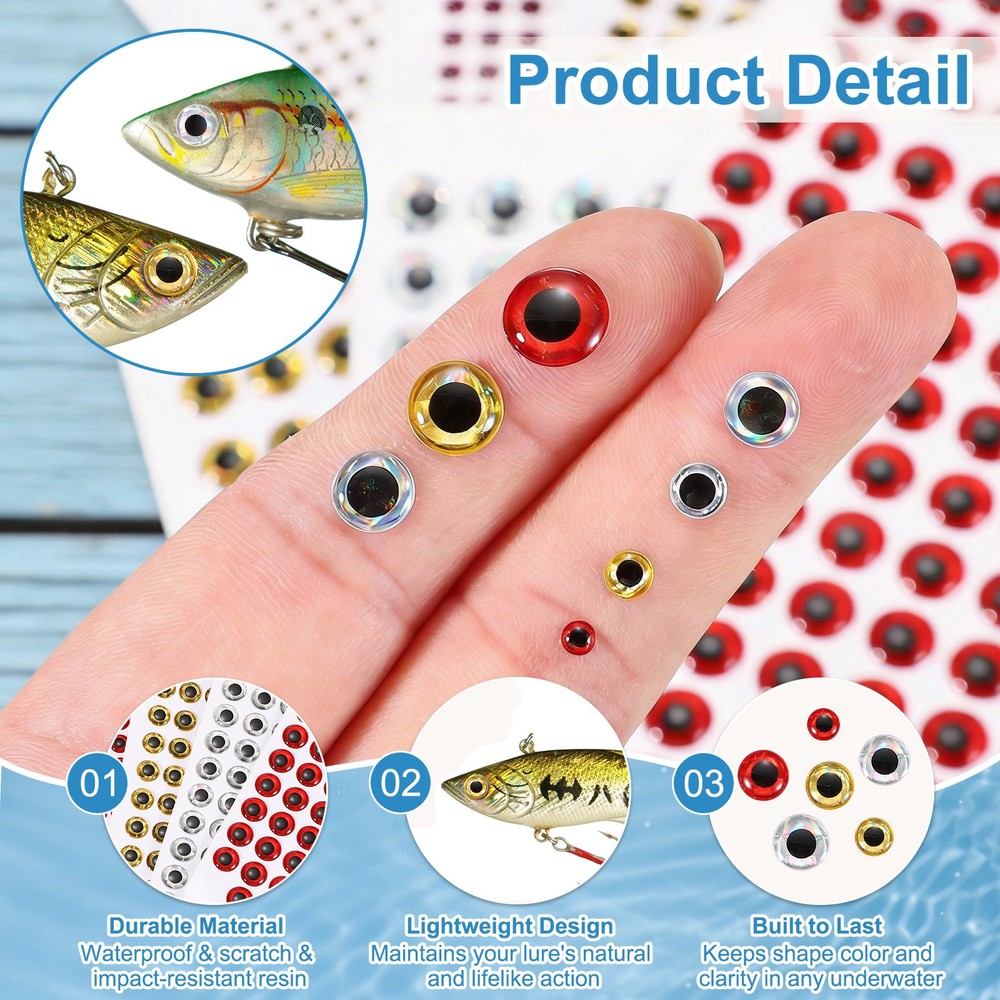 Fish Eyes for Lures Making, 3D Eyes Fly Tying Materials 3mm & 100 Pcs & White