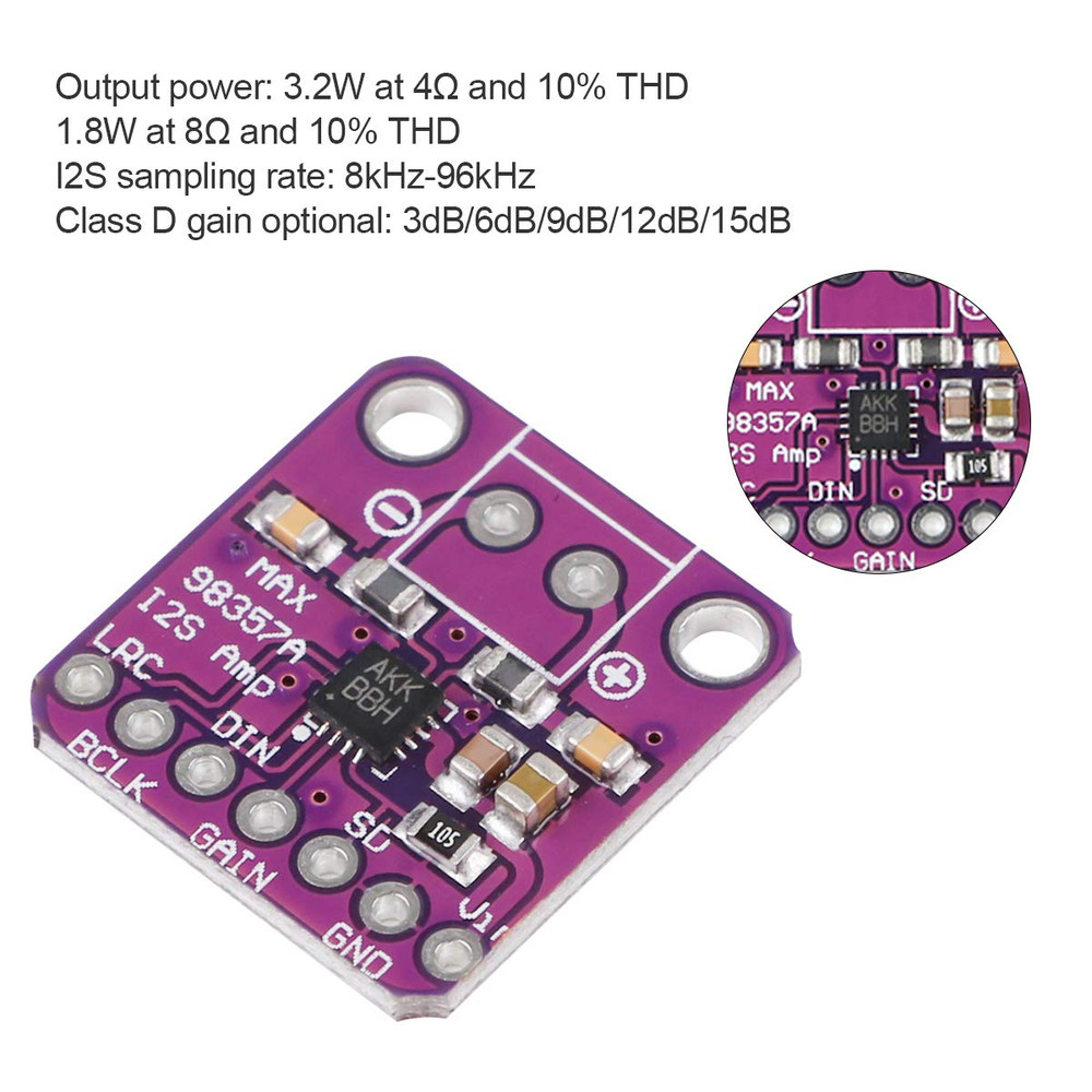 MAX98357 I2S Audio Amplifier Module,Audio Amplifiers Filterless Class D Amplifie