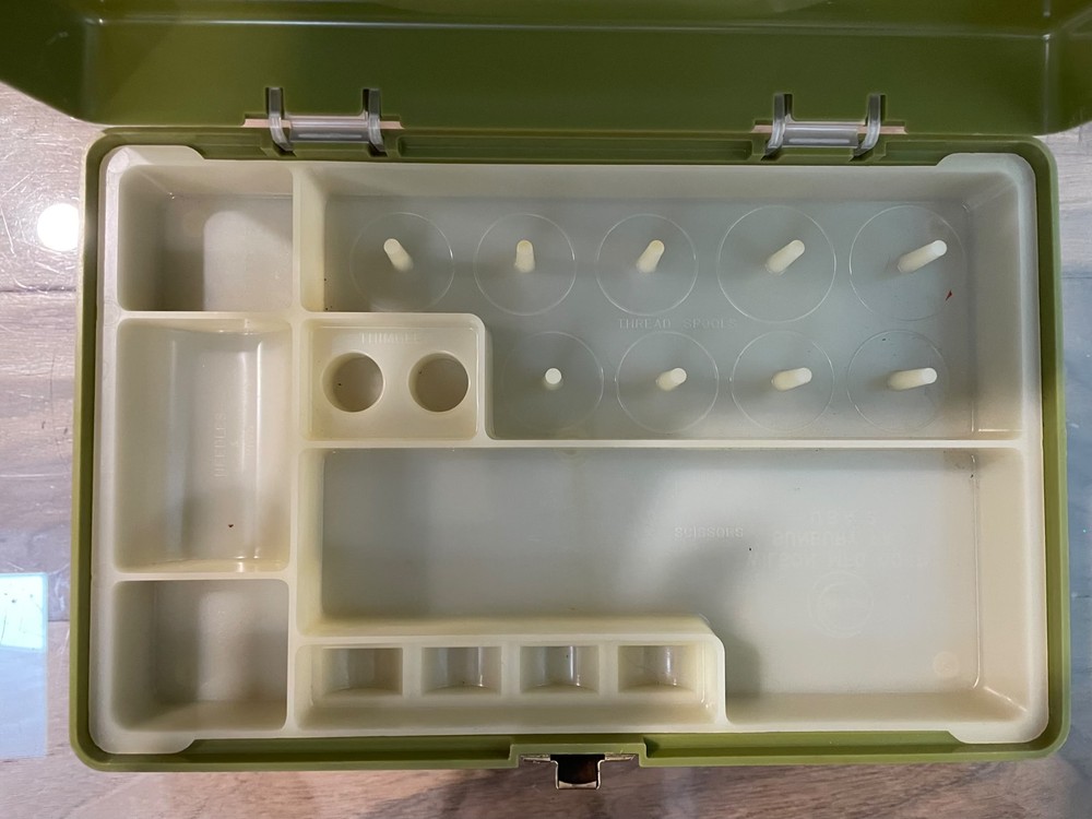 Vintage Sewing Box with Removable Organizer Tray