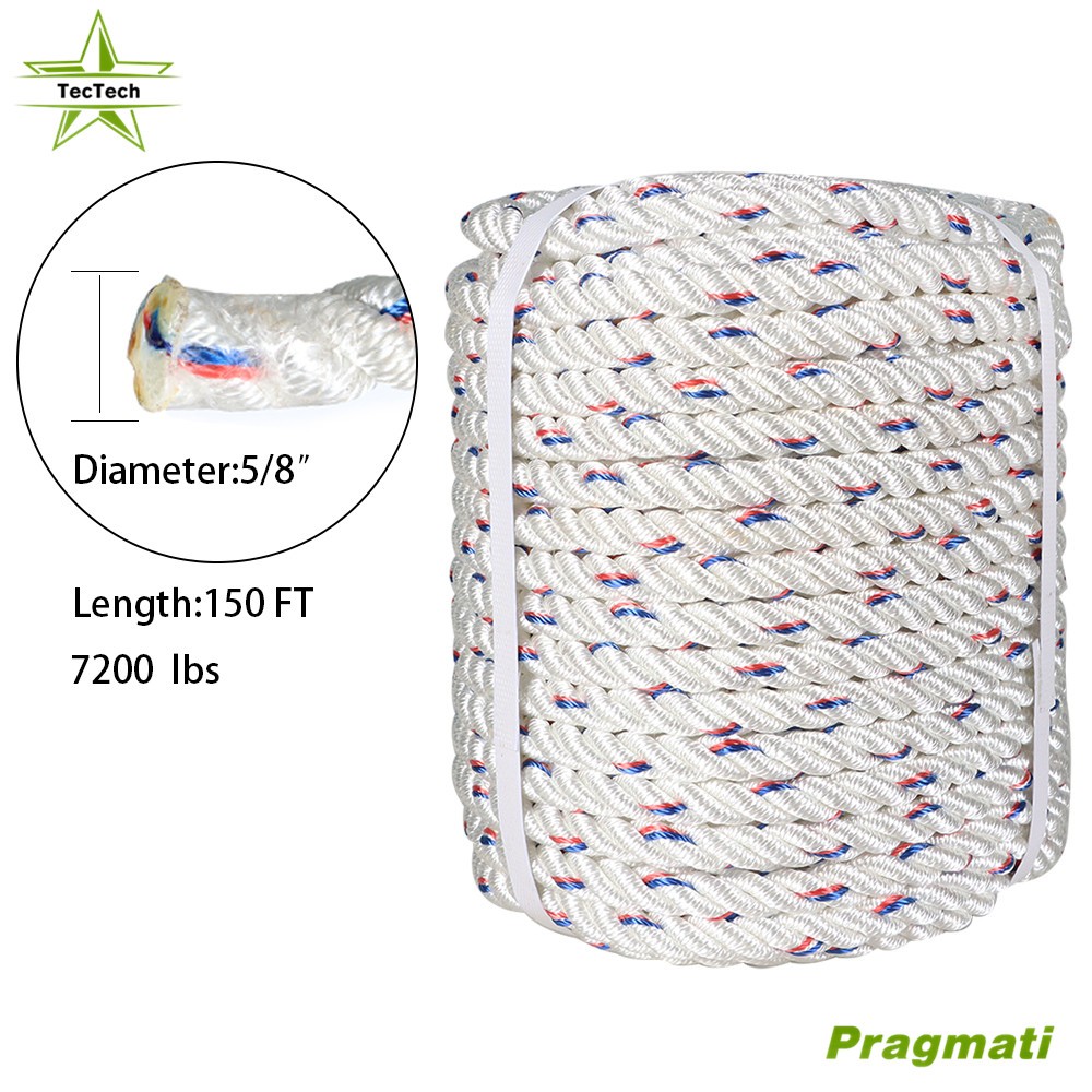5/8 inch × 150FT Double Braid Polyester Arborist Bull Rope Pulling Rigging Line