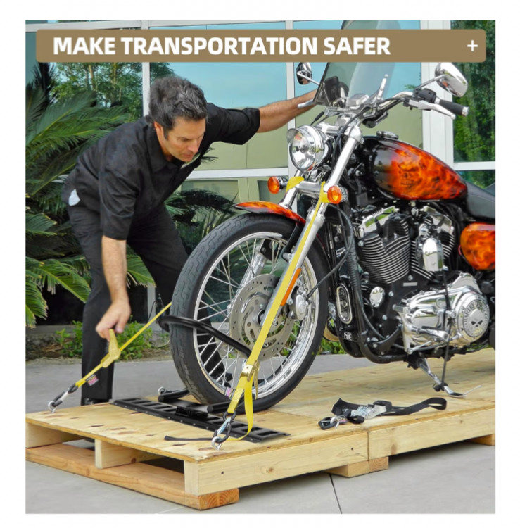 2 Pack E Track Wheel Chock & Strap Kit Track Motorcycle Wheel Chock Trailers