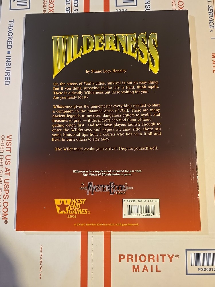Bloodshadows - Wilderness, MasterBook system, West End Games, Never Used