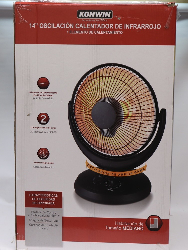 Konwin JHS800H 14” Oscillating Infrared Heater Medium Room Size W/ 2 Hour Timer